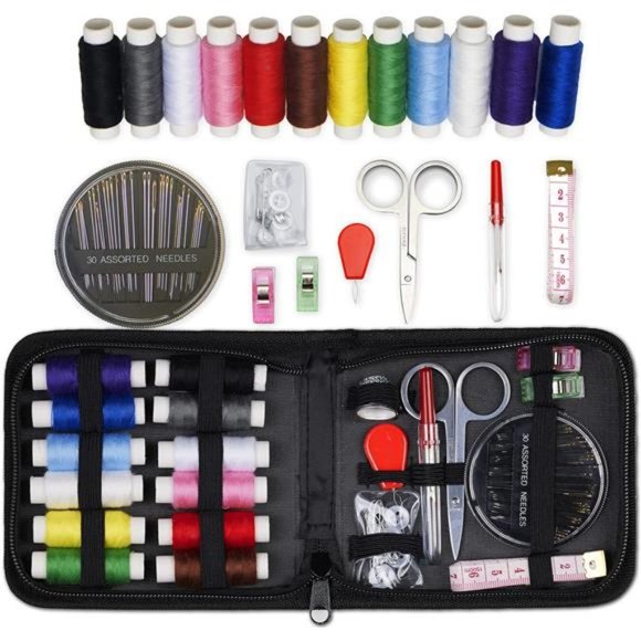 59-Piece Sewing Kit - Portable, Includes Scissors, Thread, Tape Measure - Picture 1 of 7